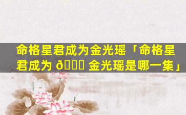 命格星君成为金光瑶「命格星君成为 🐕 金光瑶是哪一集」